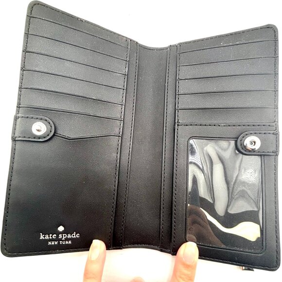 Kate Spade Stacy Laurel Way Bifold Wallet Gray Two Tone Saffiano Leather - Picture 6 of 7